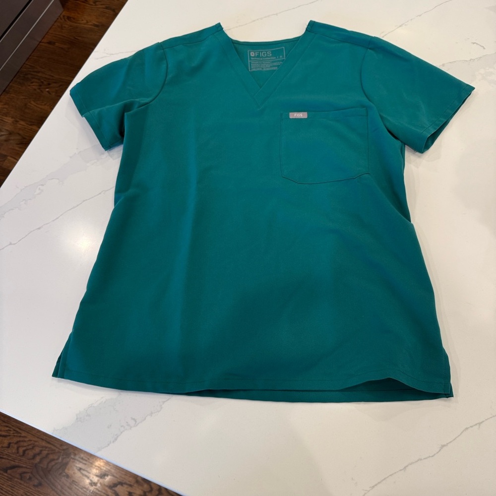 Figs Teal V-Neck Scrub Top